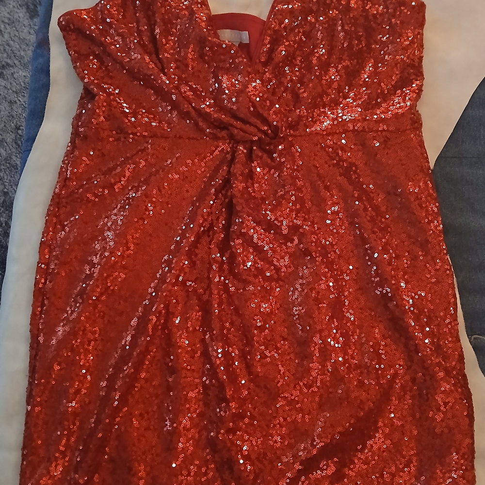 Chelsea28 Red Sequin Prom Dress